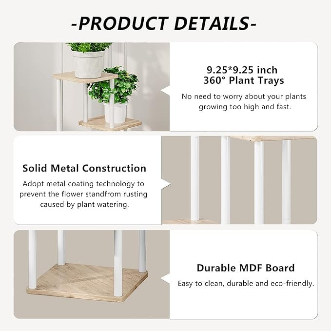 4 Tier White Metal Plant Stand Indoor Corner Tall Flower Shelf Rack for Living
