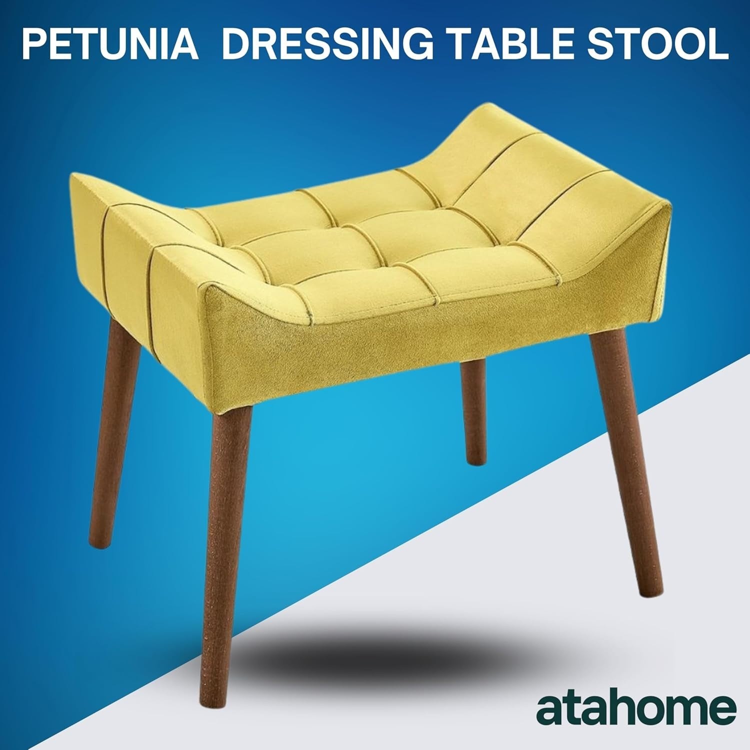 Yellow Padded Dressing Table Stool Modern Vanity Makeup Chair Bedroom