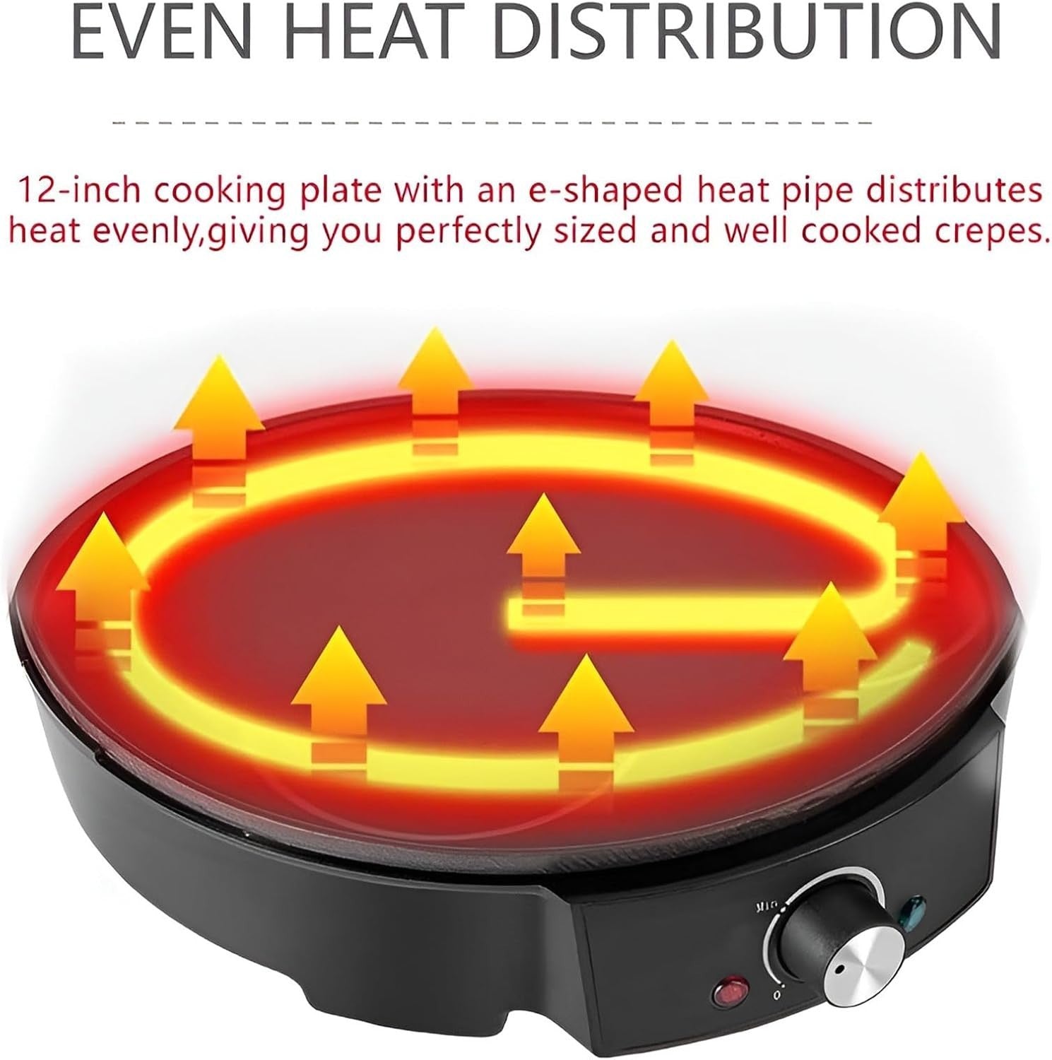 Portable Electric Crepe Maker Griddle Pan – Nonstick Adjustable Temp Cooking