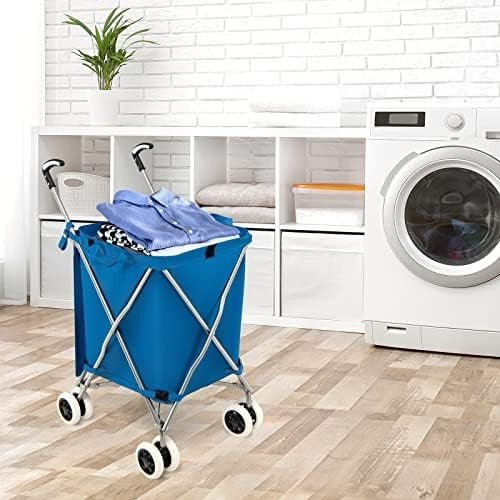 Large 90L Folding Shopping Trolley 8 Wheel Push Cart Waterproof Bag