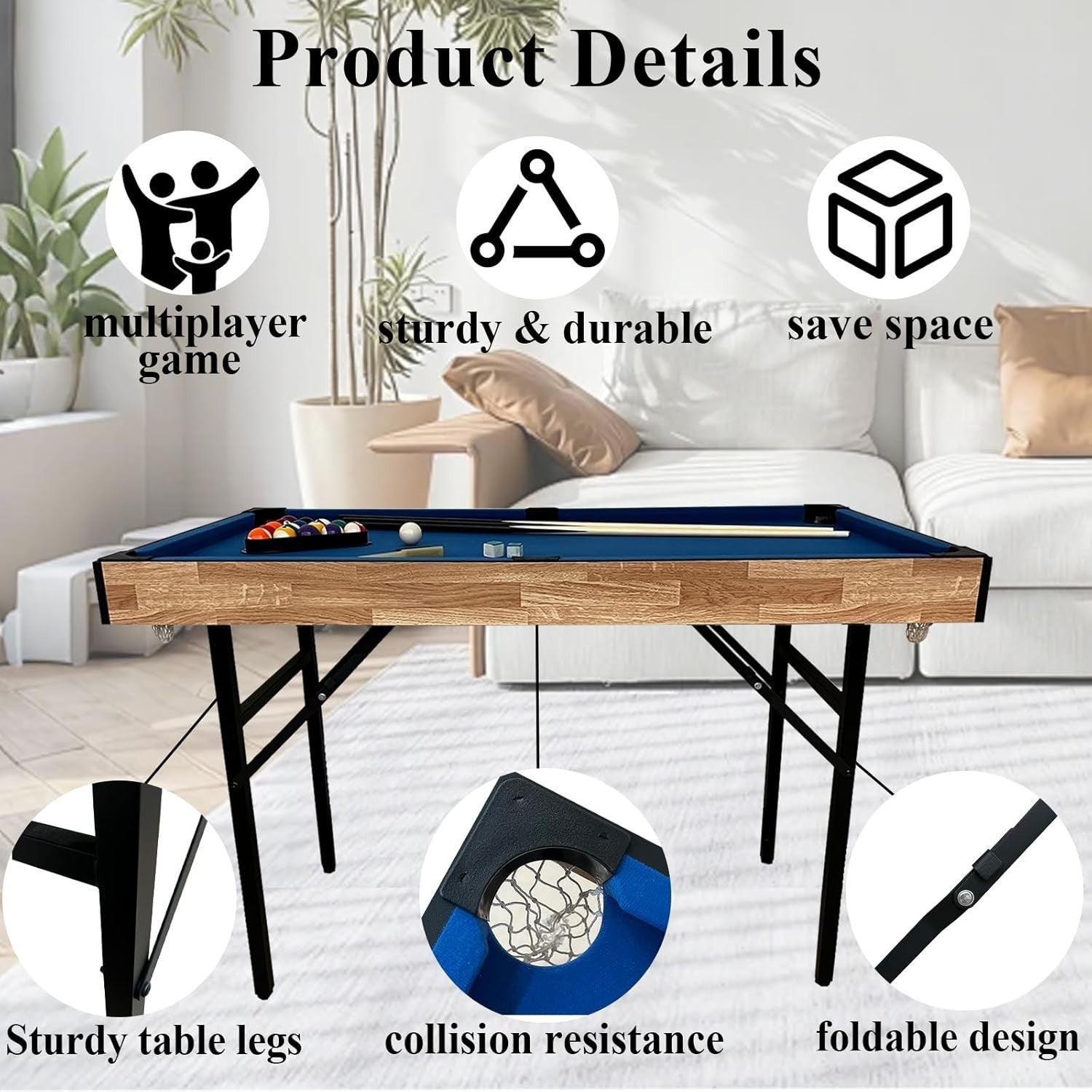 6 in 1 Folding Game Table Pool Hockey Tennis Bowling Family Arcade