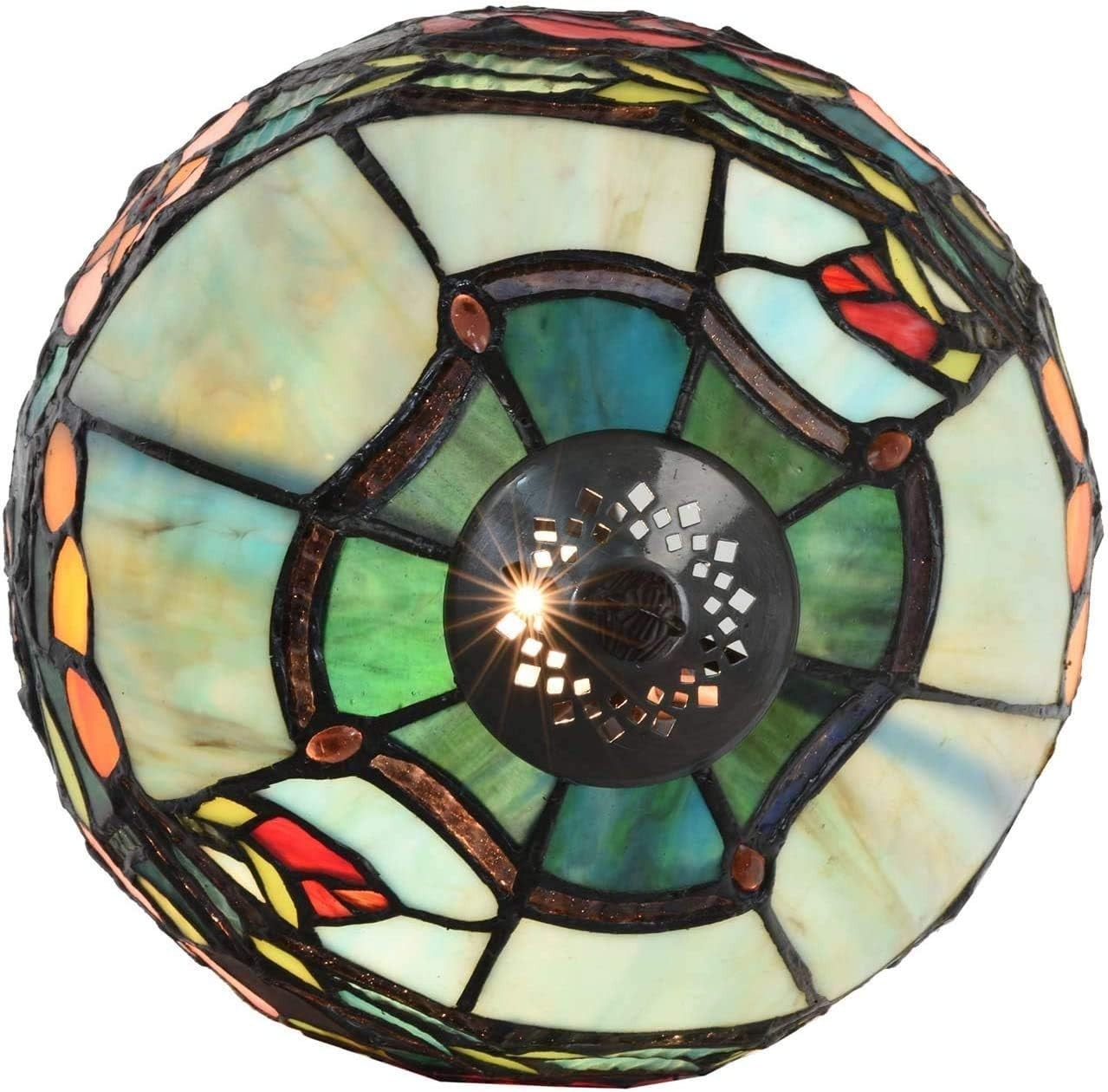 Tiffany Style Rose Glass Table Lamp 15" Tall Vintage Bedside Light E14