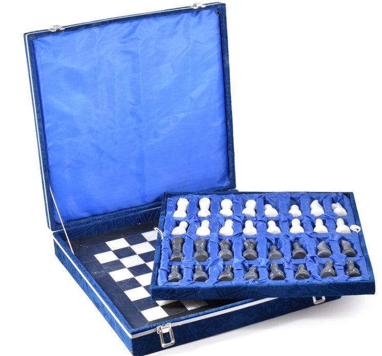 Luxury 15" Handmade Marble Chess Set Black & White Polished Stone Board
