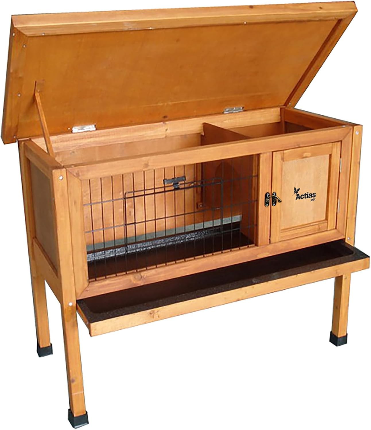 Wooden Rabbit Hutch Raised Outdoor Small Animal Cage Waterproof Roof