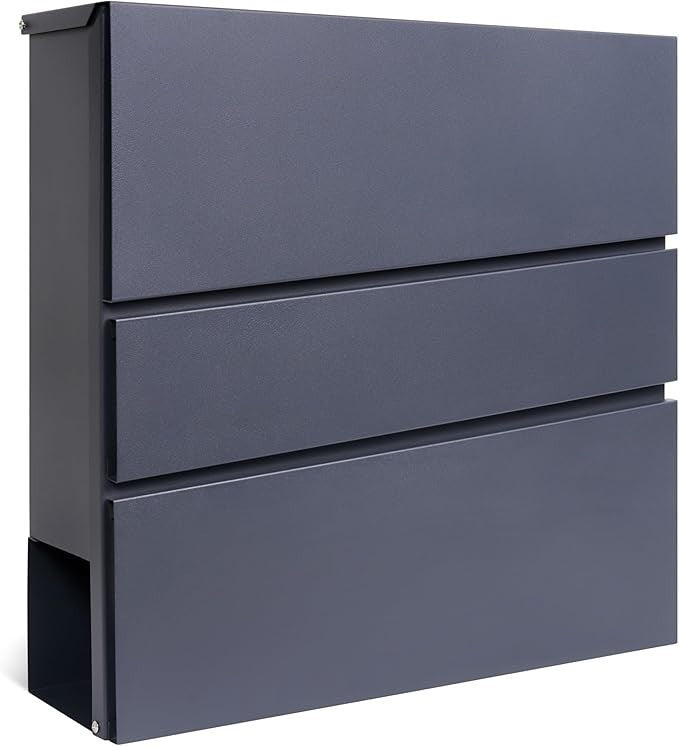 Lockable Wall Mounted Mailbox with Newspaper Holder – Rustproof Steel
