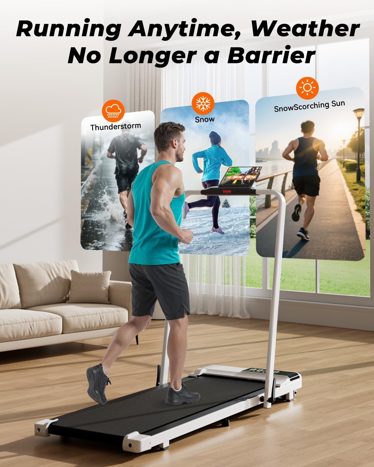 Under Desk Walking Pad Treadmill 6% Incline 2.5HP Home Office Fitness