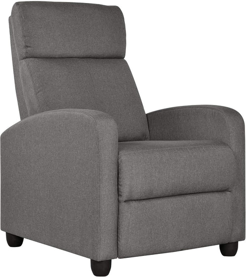 Grey Fabric Recliner Armchair Lounge Chair Sofa Adjustable Home Cinema