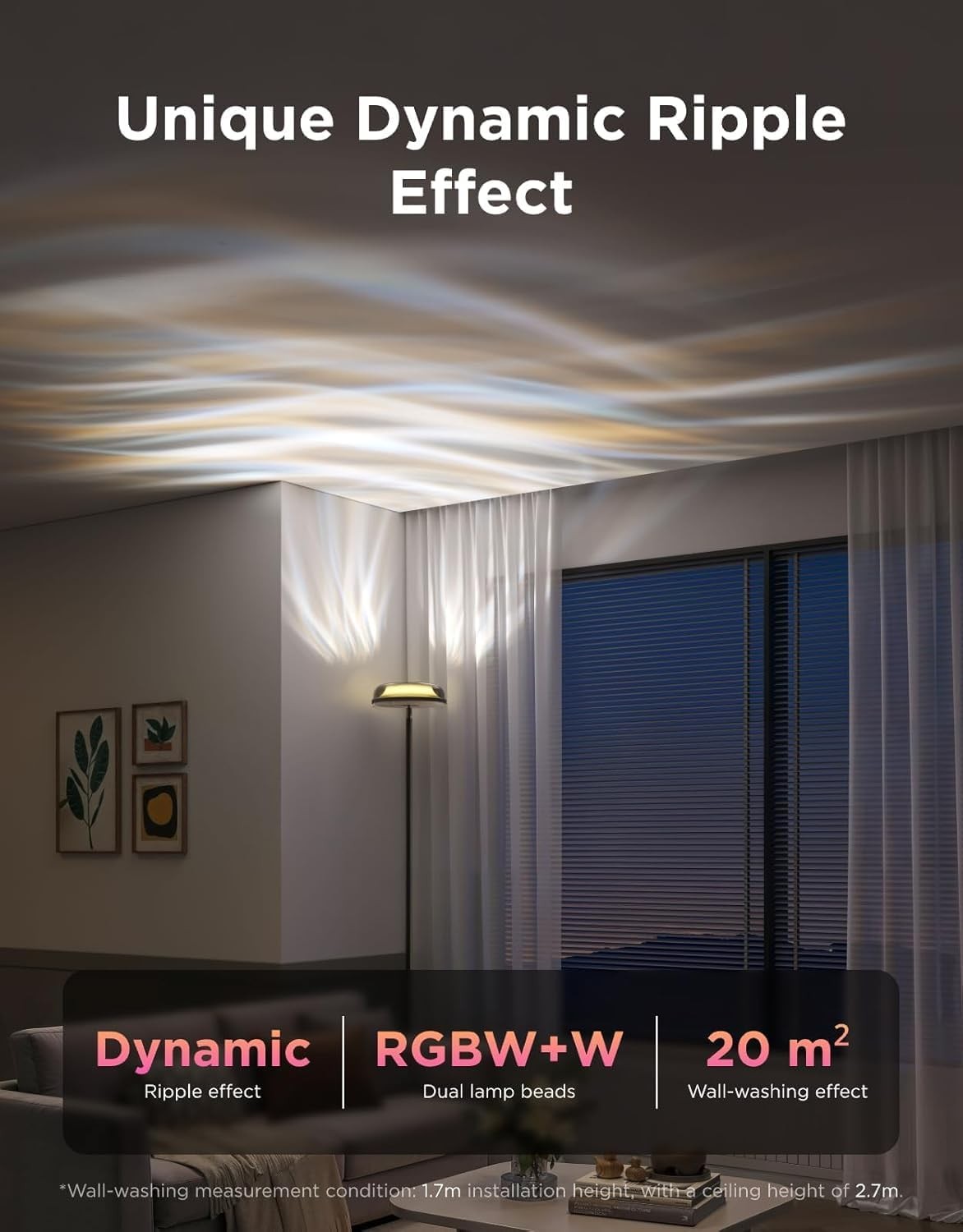 Smart RGBIC Uplighter Floor Lamp Alexa App Control 1000LM Mood Light