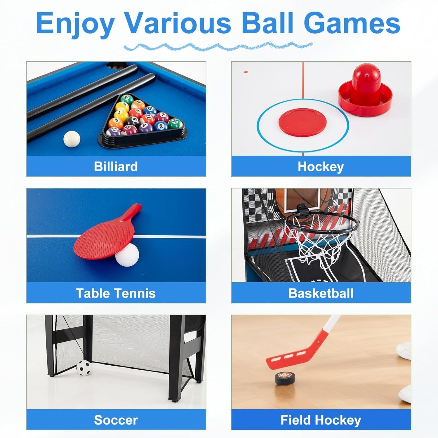 10 in 1 Multi Game Table Air Hockey Pool Ping Pong Basketball Set