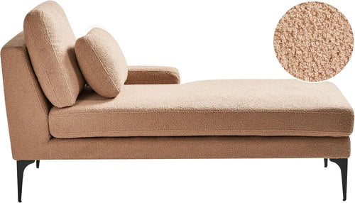 Left Hand Chaise Lounge Boucle Upholstery Beige | Cushions, Metal Legs
