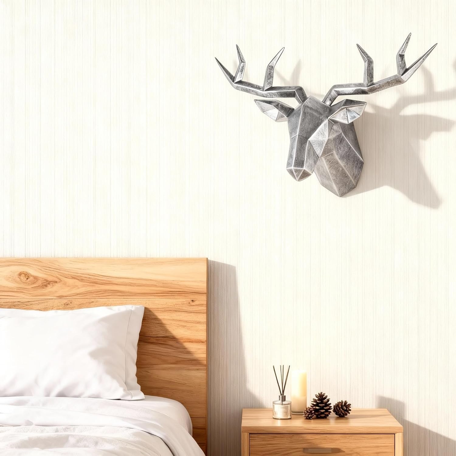 Silver Deer Head Wall Art Faux Resin Stag