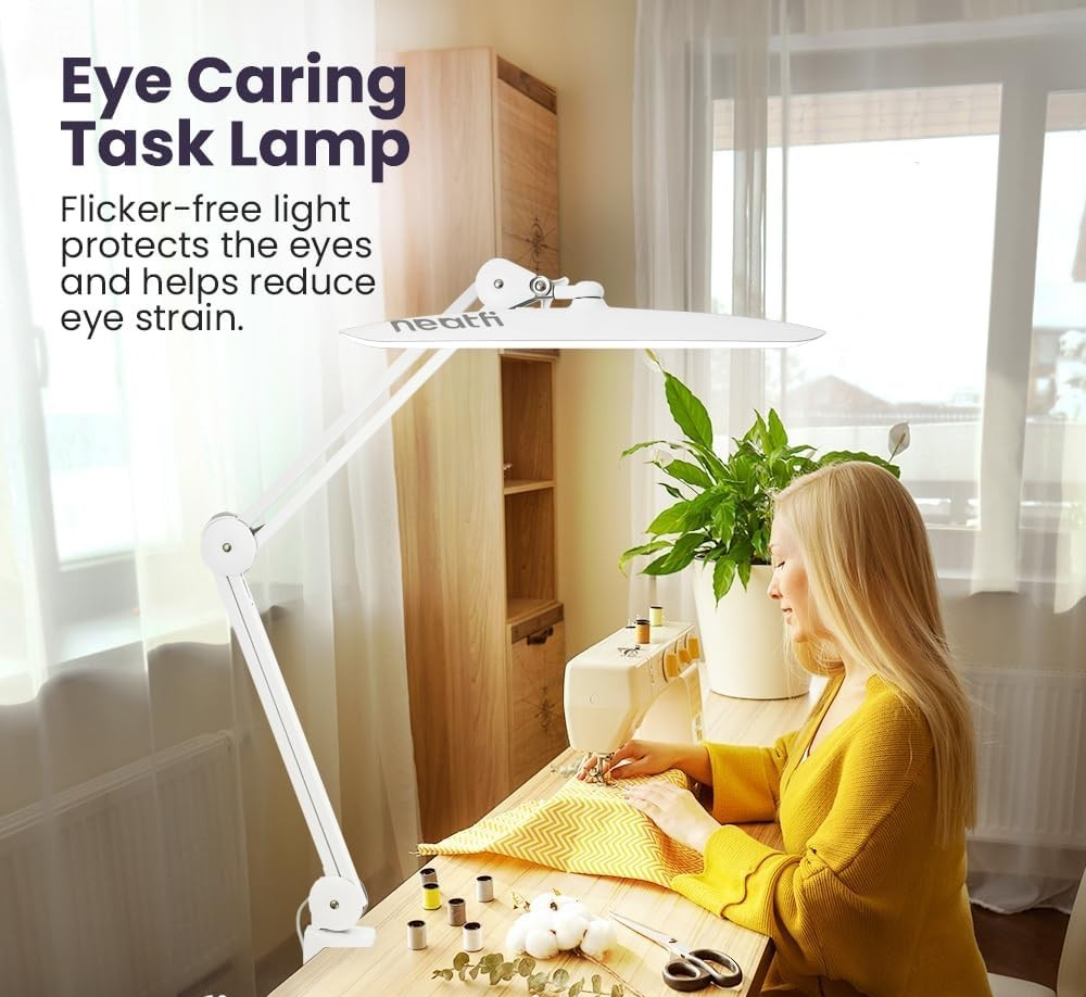 LED Desk Lamp 2200 Lumens Adjustable Clamp Light 4 Brightness & 3 Modes