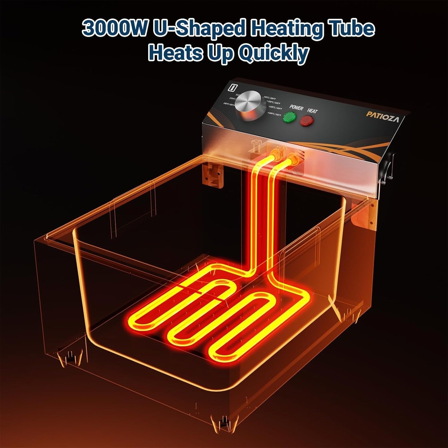 6L Electric Deep Fryer 3000W Stainless Steel Temp Control Fast Heat