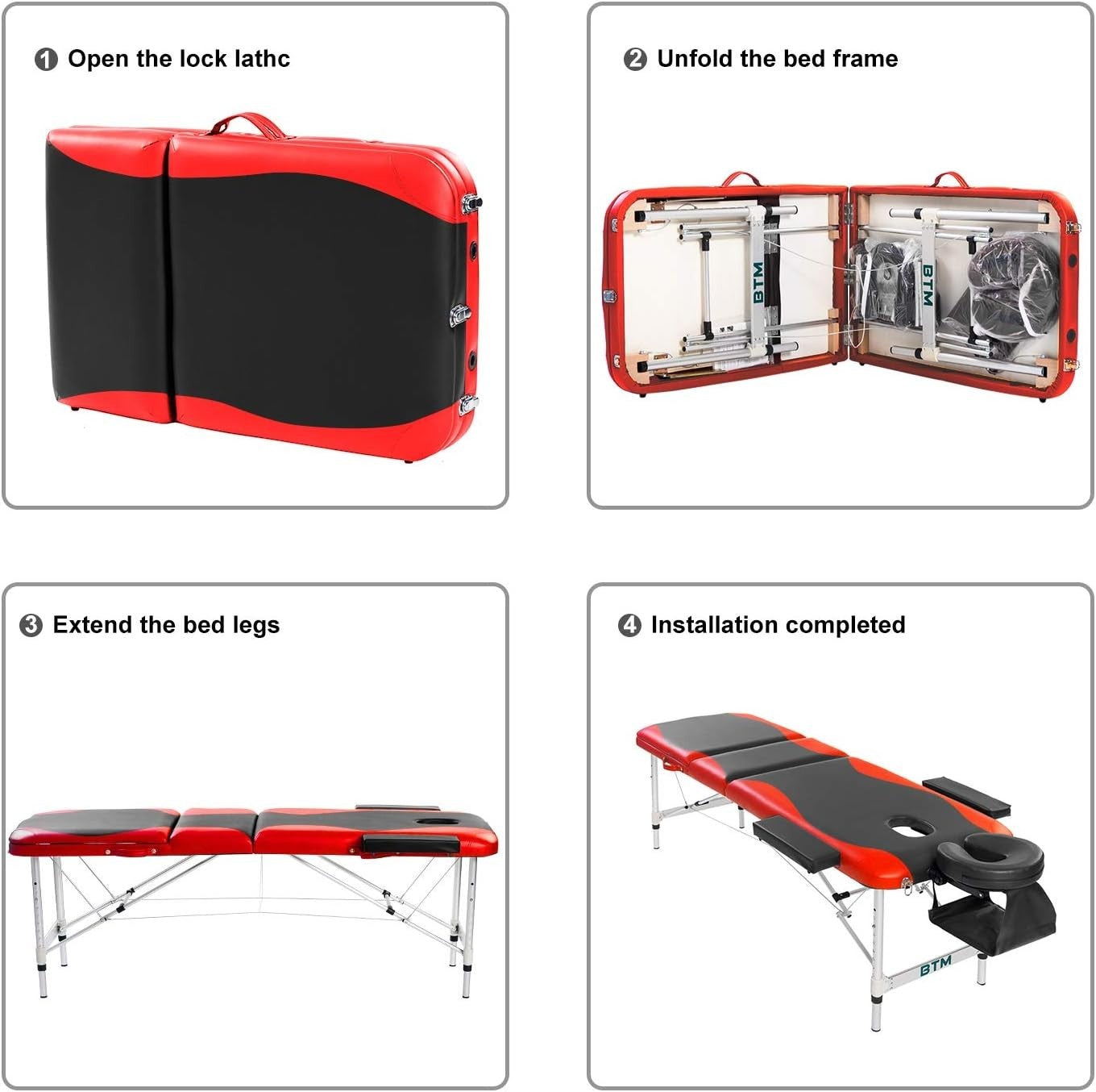 Portable Aluminium Massage Table Adjustable Folding Therapy Bed With Headrest