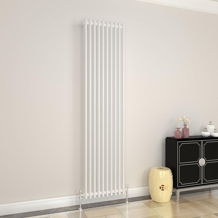 White 2 Column Vertical Radiator 1800x470mm Modern Cast Iron Style