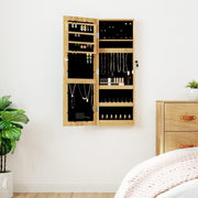 Slim LED Jewelry Mirror Cabinet Wall Mount Lockable Organizer Brown