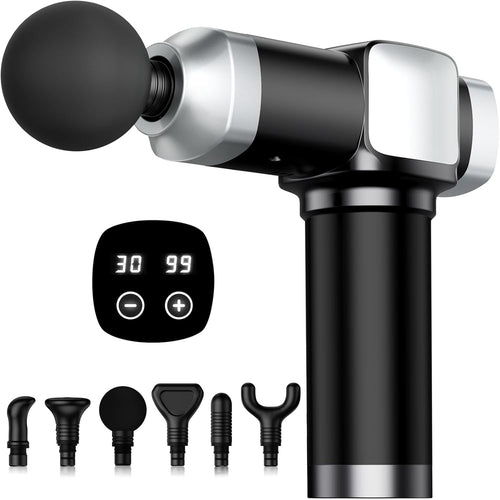 Deep Tissue Massage Gun Percussion Muscle Relief 30 Speeds 6 Heads Quiet