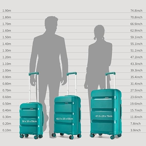 Medium Hard Shell Suitcase Polypropylene TSA Lock 4 Spinner Wheels 56L