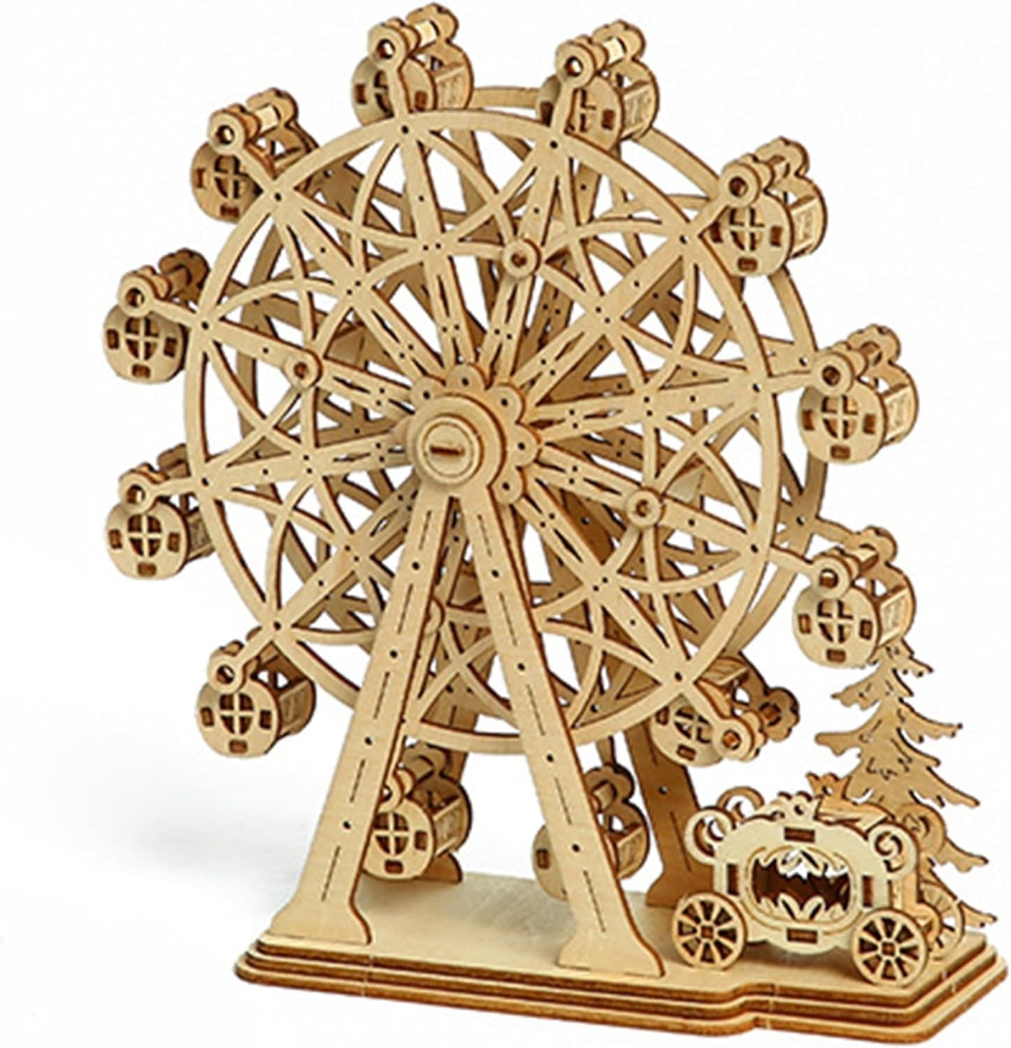 3D Wooden Ferris Wheel Puzzle Kit – DIY Mechanical Model for Adults & Teens