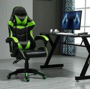 Reclining Gaming Chair Faux Leather w/ Lumbar Headrest Green