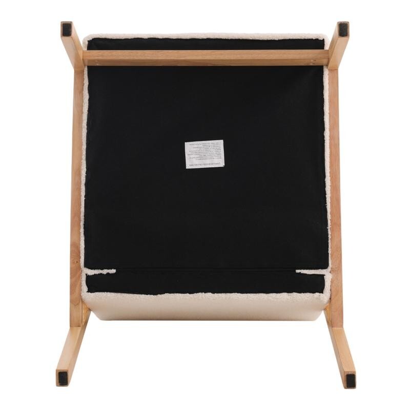 White Teddy Fleece Rattan Armchair Lounge Chair Modern Wood Accent Seat
