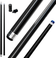Carbon Fibre Pool Cue 58 Inch 12.5mm Tip 2 Piece 18oz Pro Stick