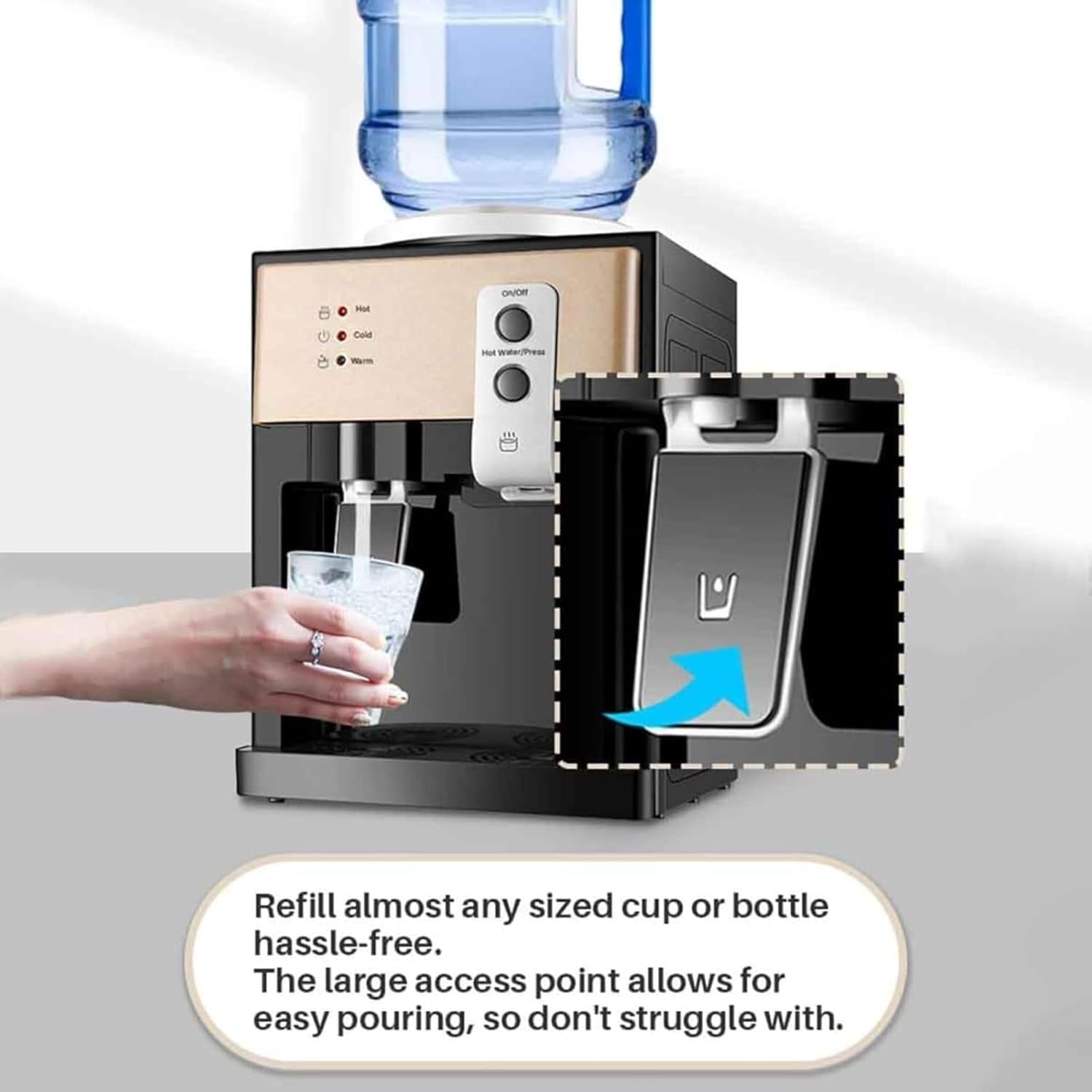 Compact Hot Cold Water Dispenser Countertop Bottle Cooler Home Office