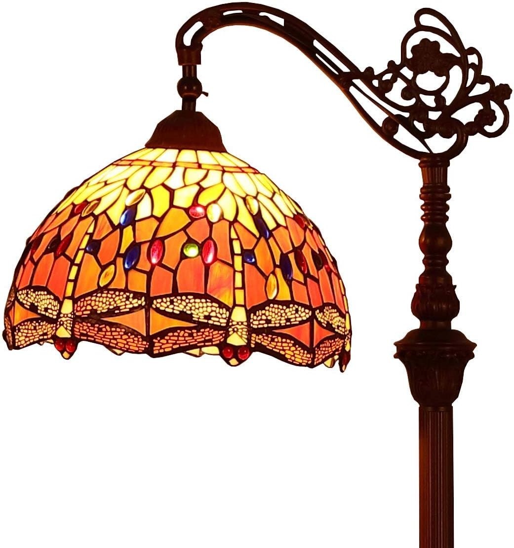 Tiffany Style Stained Glass Floor Lamp 62" Tall with Adjustable Shade