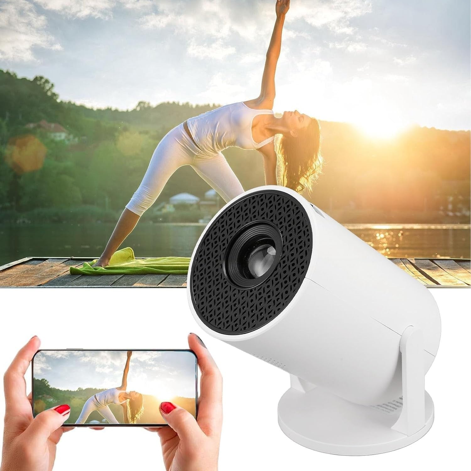 1080P WiFi Bluetooth Mini Projector 8000LM 270° Adjustable 150"