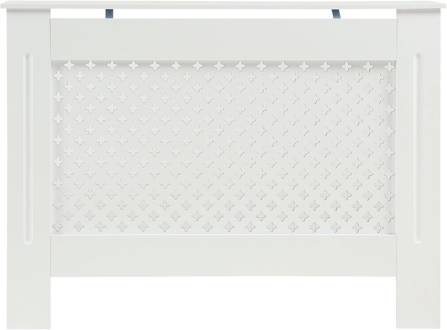 Medium White Radiator Cover 112cm Diamond Design MDF Cabinet for Living Room