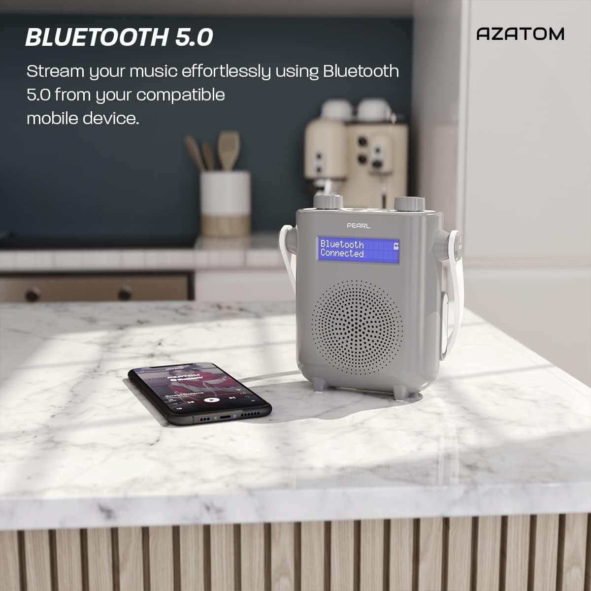 DAB/DAB+ FM Shower Radio Bluetooth IPX5 Waterproof Portable