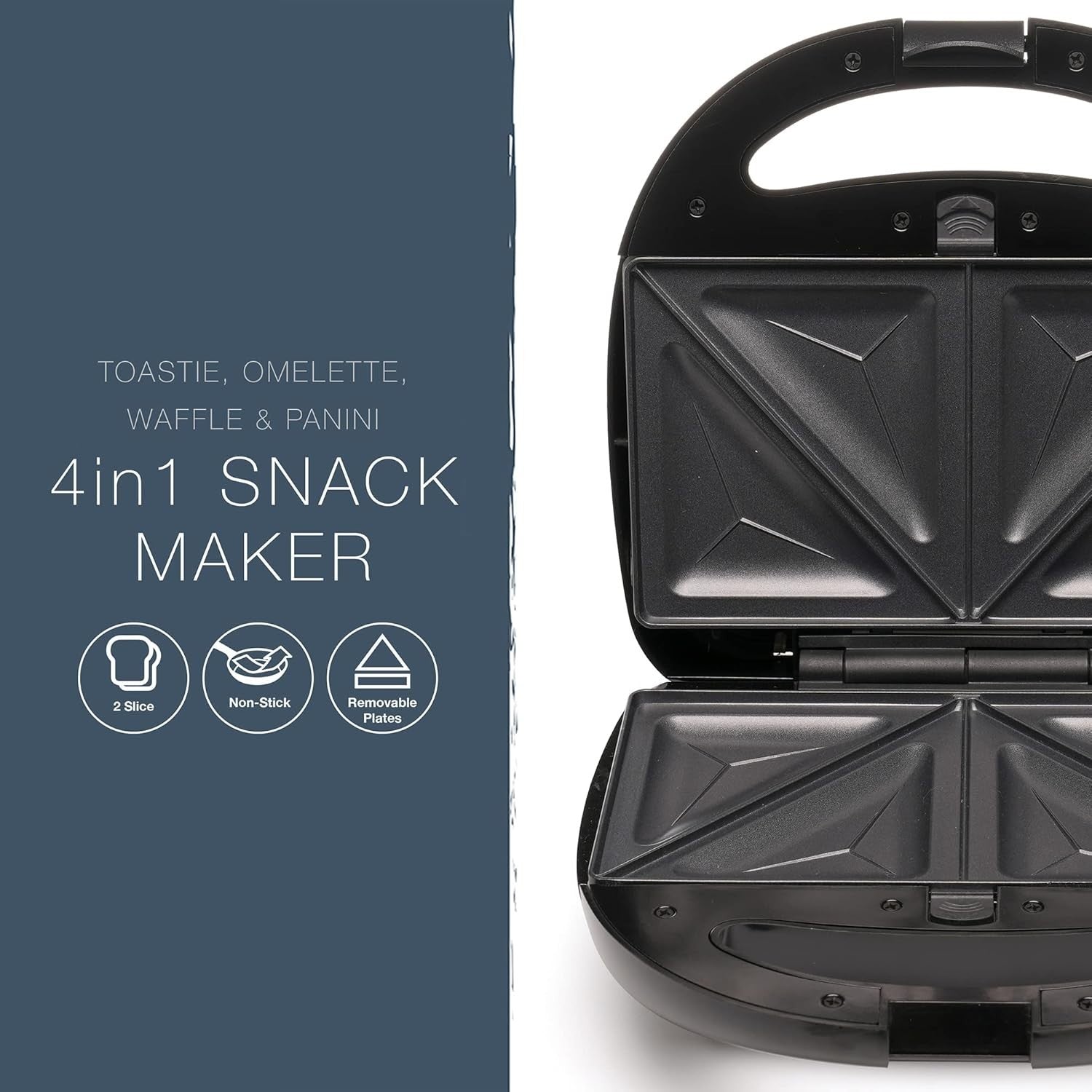 4-in-1 Snack Maker Waffle Panini Toasted Sandwich Omelette Non-Stick
