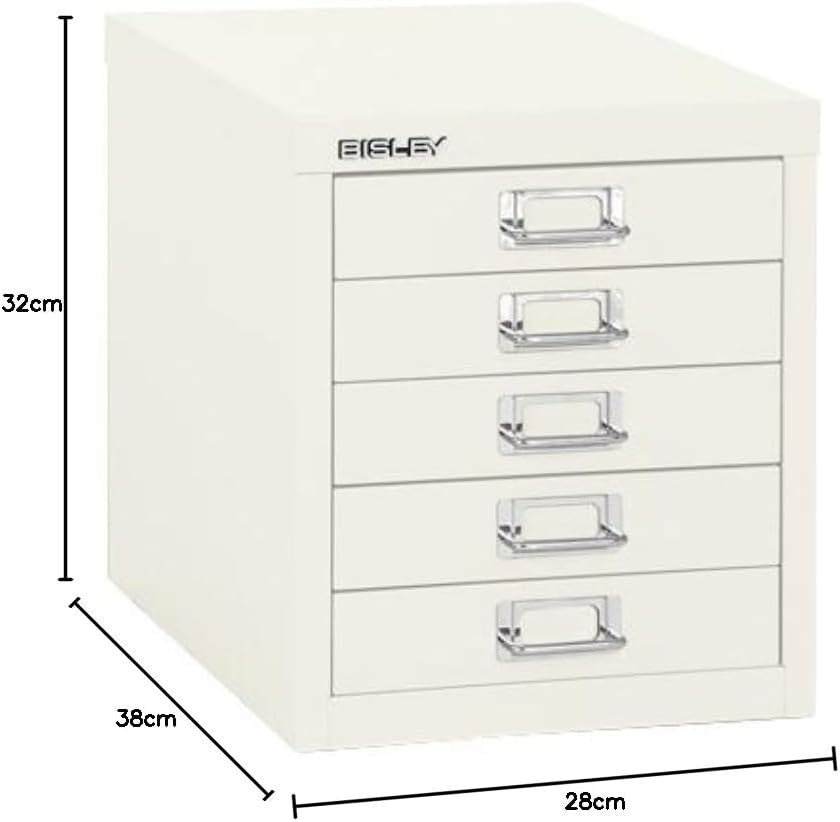 Desktop Filing Cabinet 5 Drawer Steel Office Organizer 32cm Chalk White