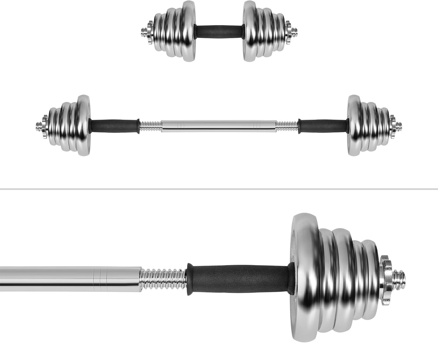 Adjustable Dumbbells Barbell Set 20kg Chrome Cast Iron Home Gym Case