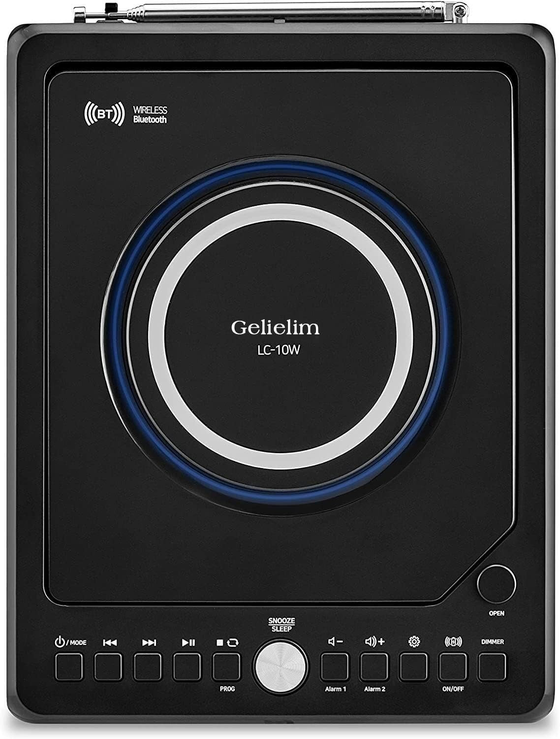 Bluetooth CD Player Boombox Alarm Clock FM Radio Wireless Charging LED