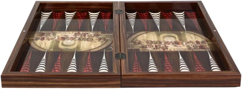 Wooden Backgammon Set 19 Inch Folding Board Classic Strategy Game Case
