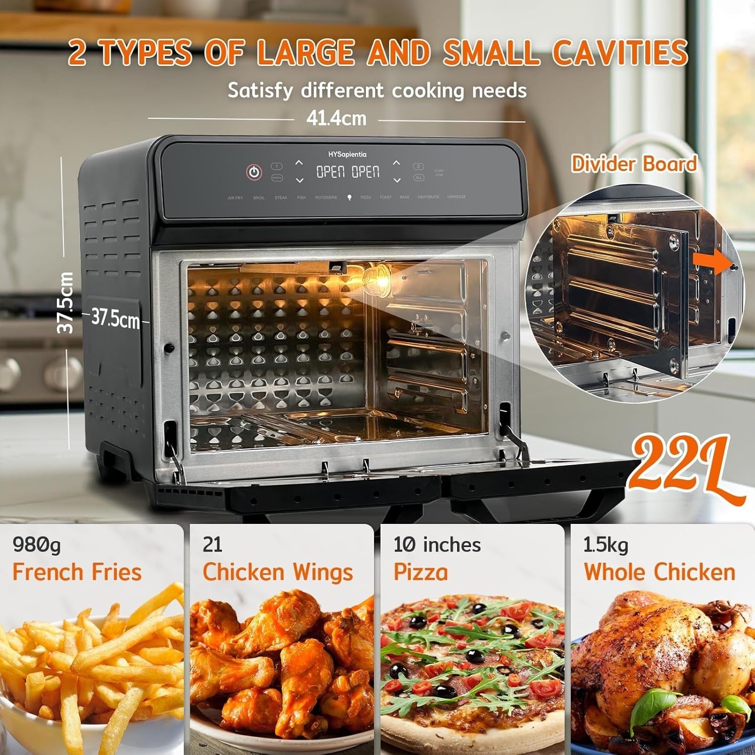 22L Dual Zone Air Fryer Oven 2400W Rotisserie 10in1 + Accessories