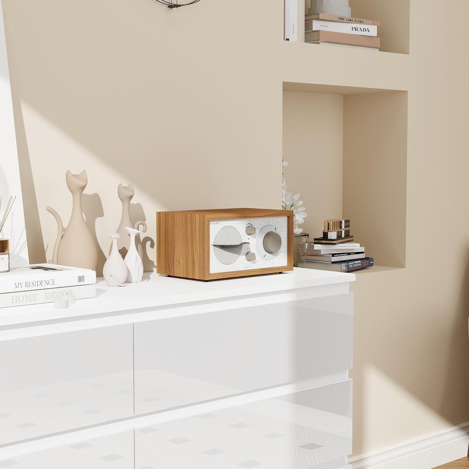 High Gloss 6-Drawer Chest Storage Cabinet | Wall Mount Bedroom Organizer
