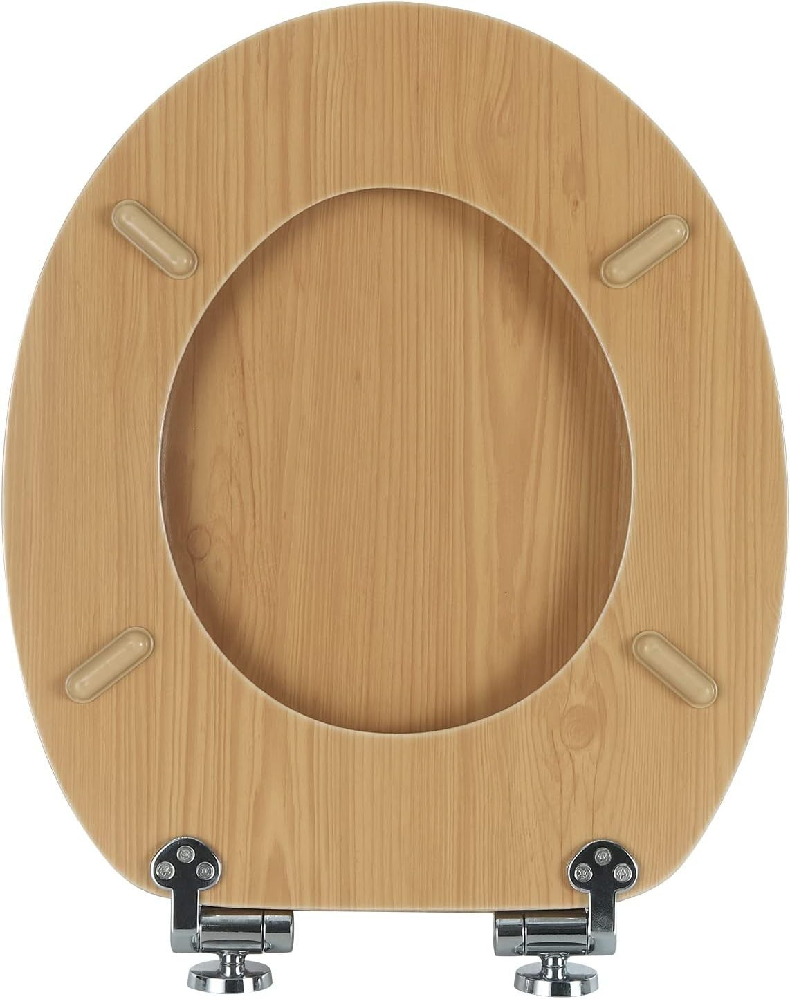 Wooden Toilet Seat Soft Close Maple MDF Heavy Duty Standard WC 43.8x37.8cm