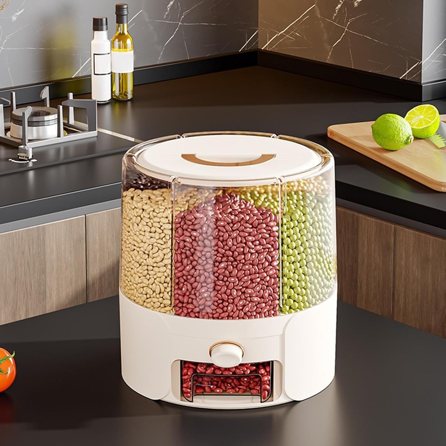 Rotating Rice Dispenser Airtight Food Grade Grain Storage Bin