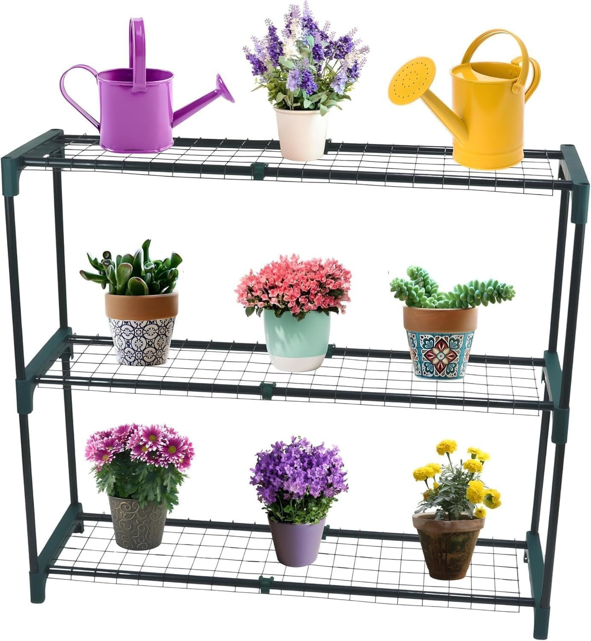 3 Tier Metal Plant Stand Indoor Outdoor Greenhouse Shelf 90x107x30cm
