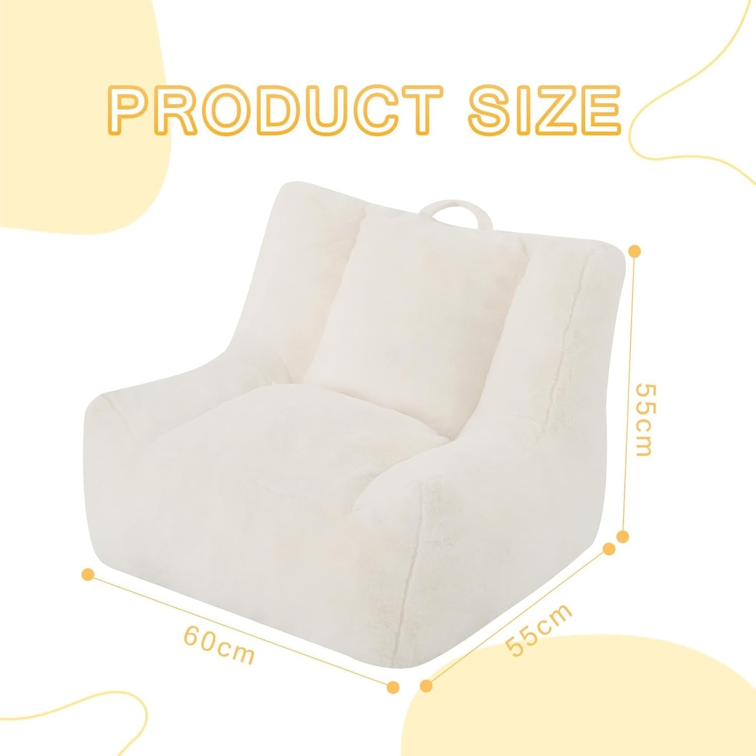 Kids Bean Bag Chair Sofa 60x55x55cm – Toddler Reading Seat Plush