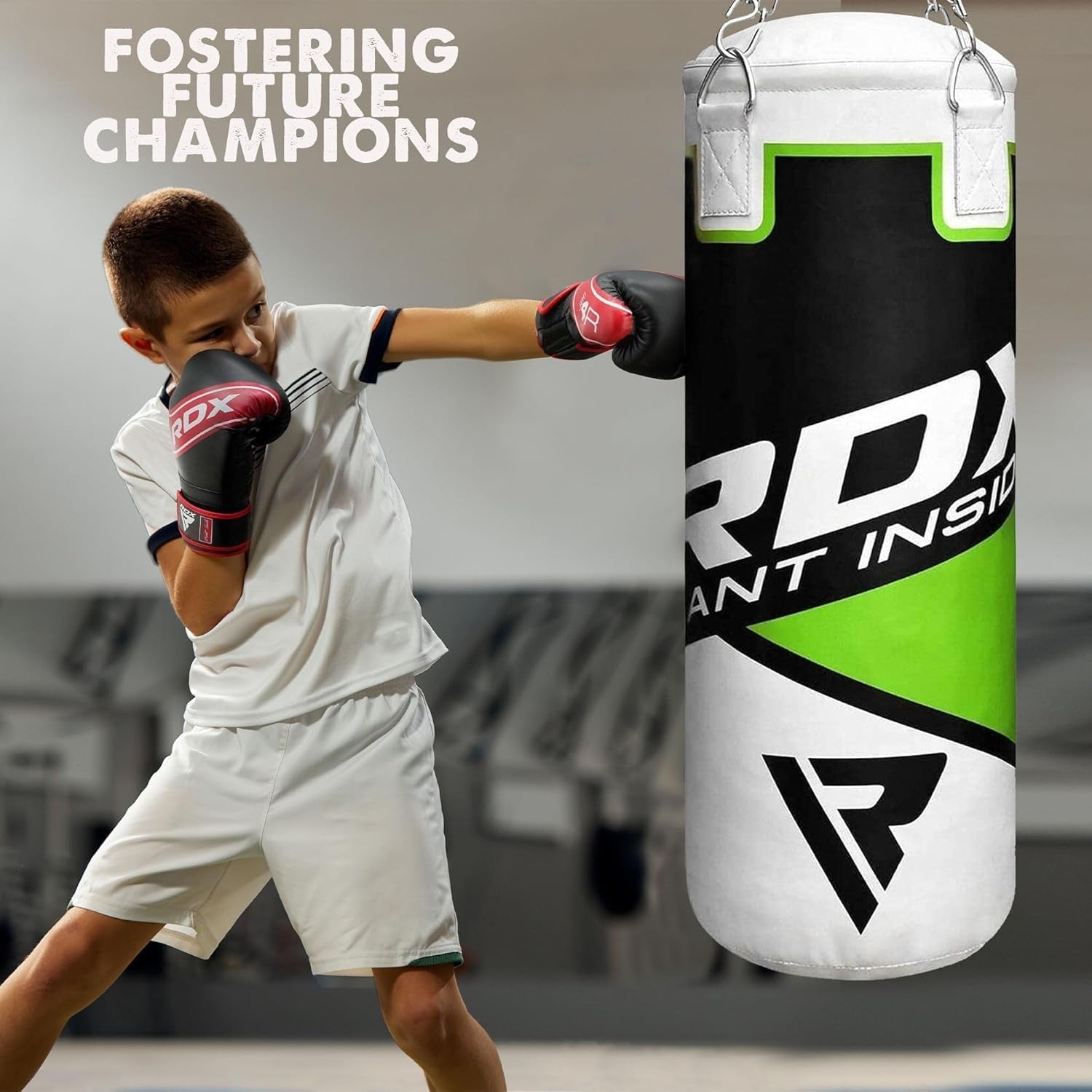 Kids Filled Punching Bag 2FT Boxing Set Gloves Chain Junior MMA