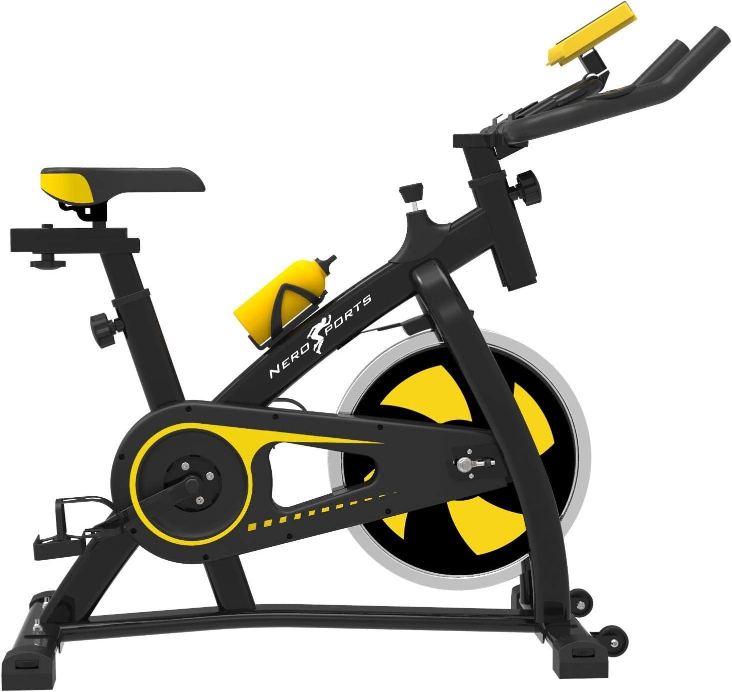 Indoor Exercise Bike w/ LCD Monitor, 12kg Flywheel, Adjustable Seat