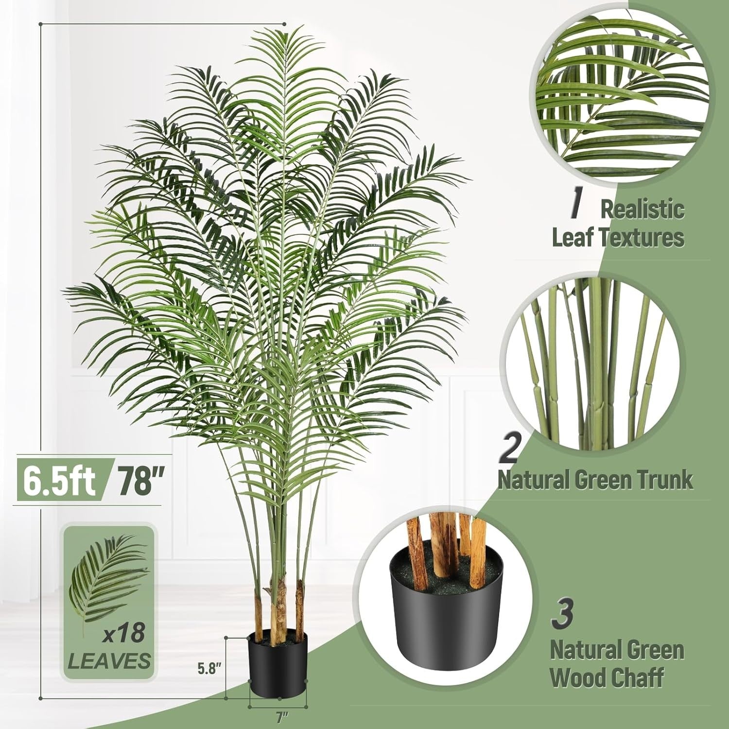 2pcs 200cm Artificial Palm Tree Faux Tropical Indoor Outdoor Home Decor Plant