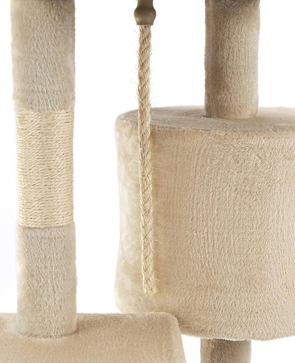 Cat Tree Scratching Post 112cm with Condo Sisal Rope Beige Tower