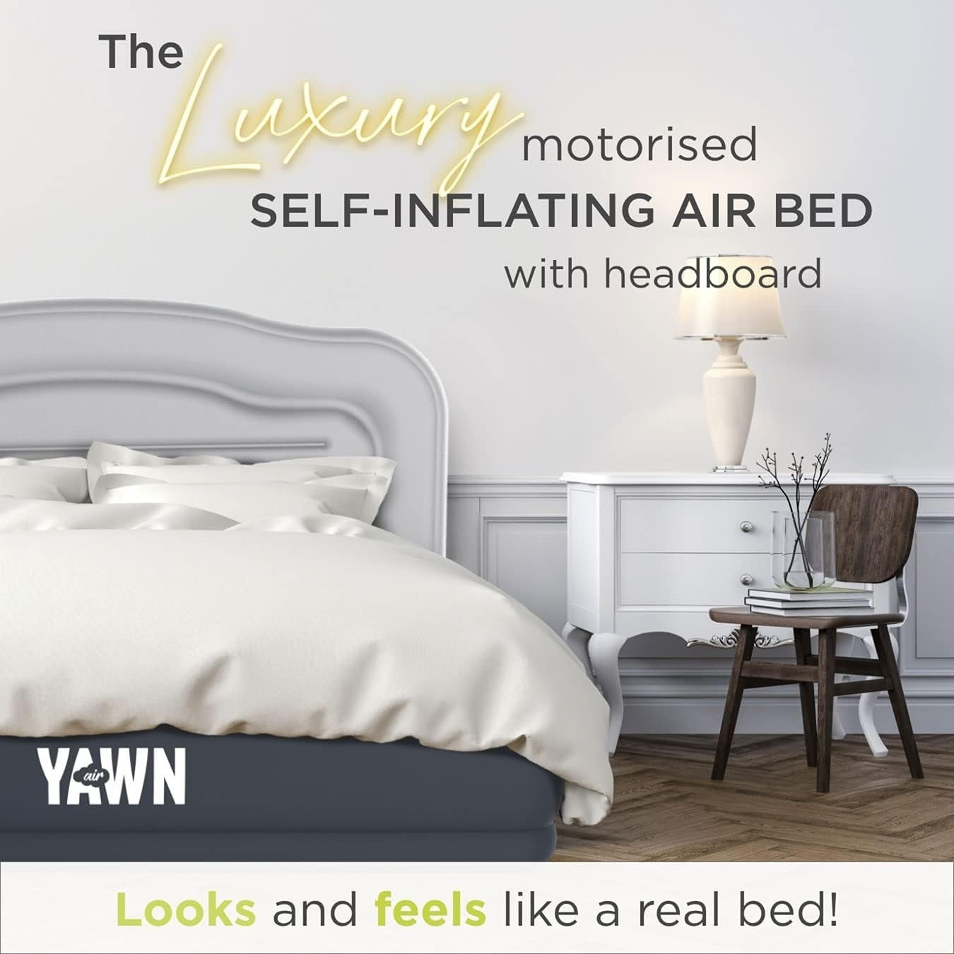 Single Inflatable Air Bed Built-In Electric Pump Raised Mattress Headboard
