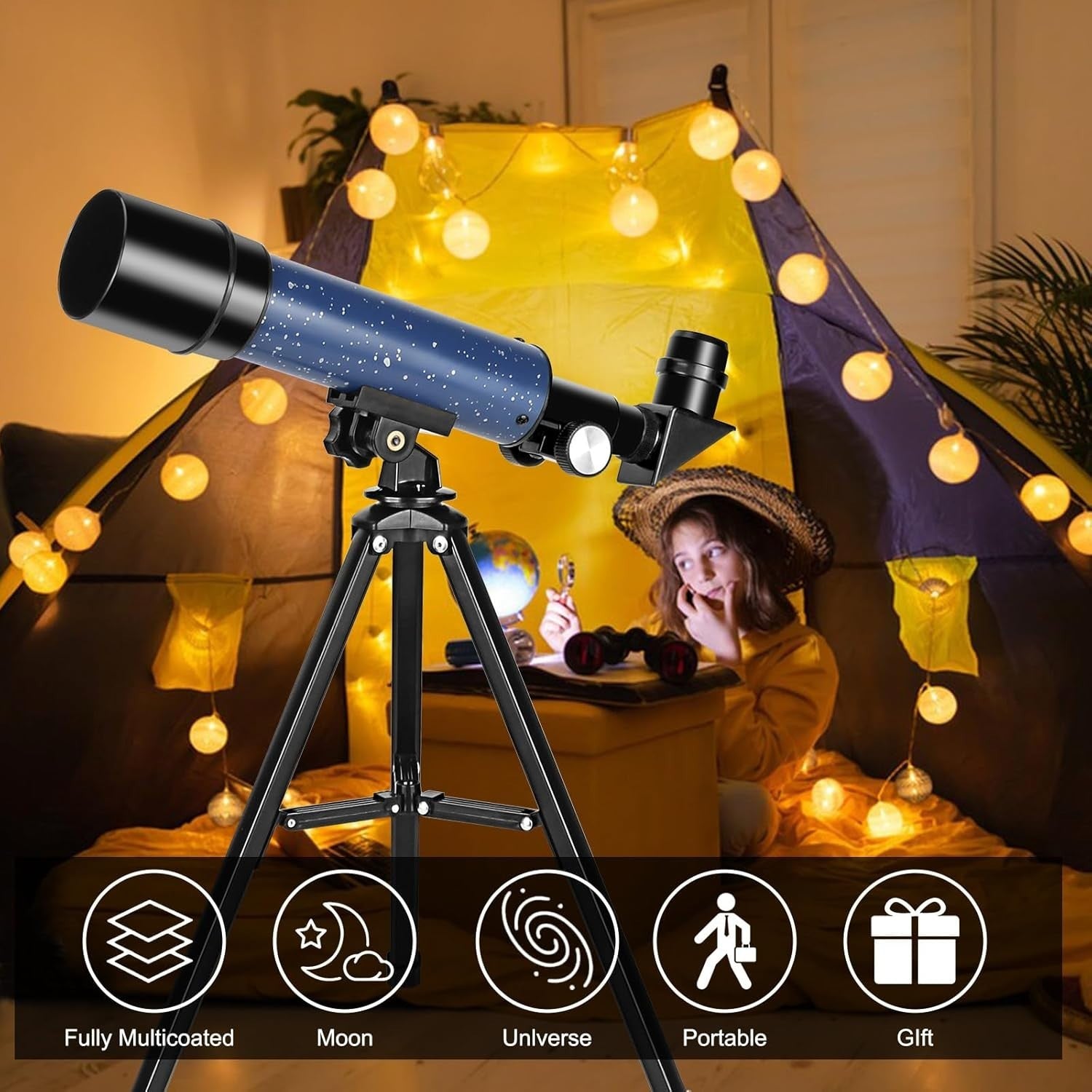 50mm Aperture 360mm Refractor Telescope for Kids & Beginners with Tripod