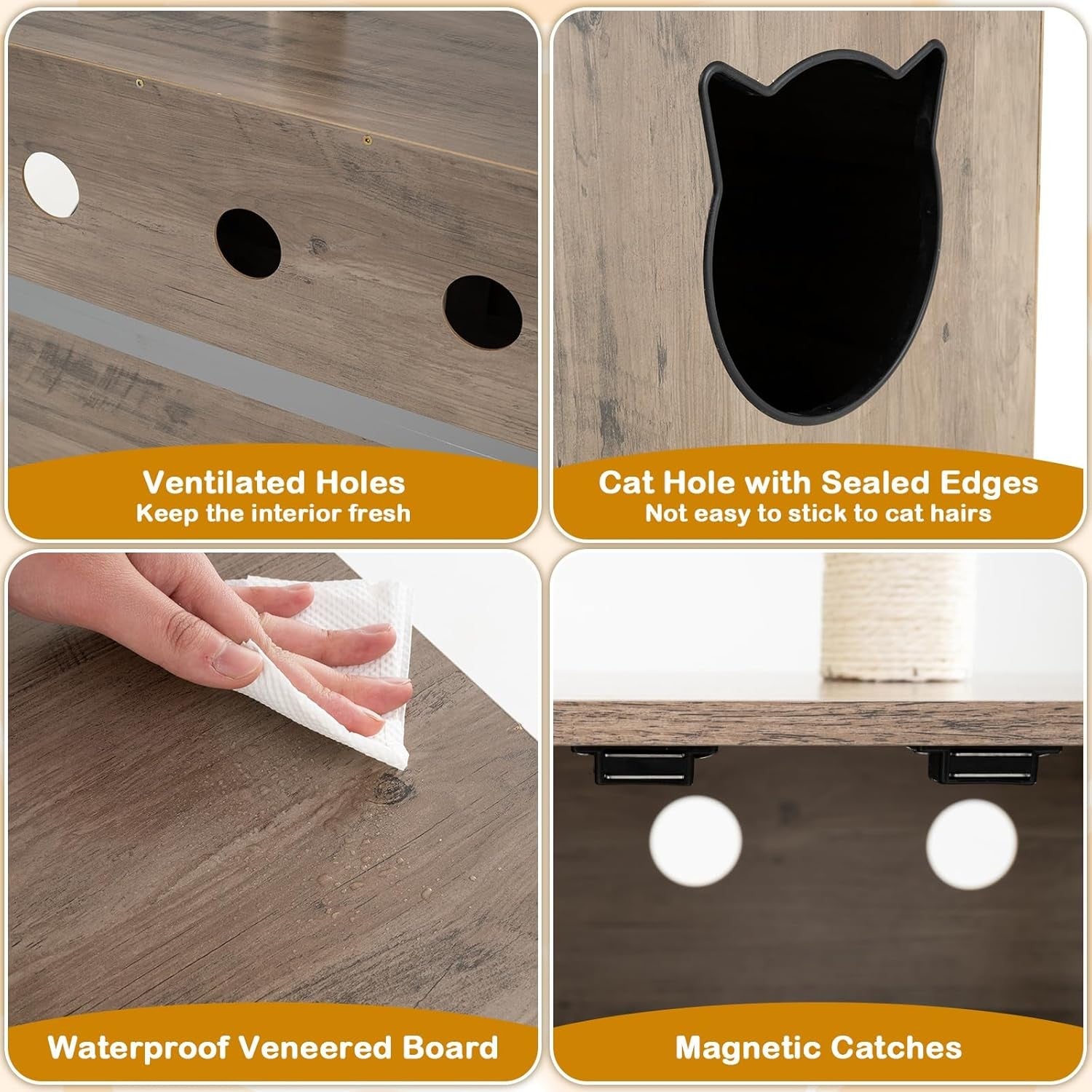 Cat Tree with Hidden Litter Box Cabinet 2 in 1 Scratching Post Condo
