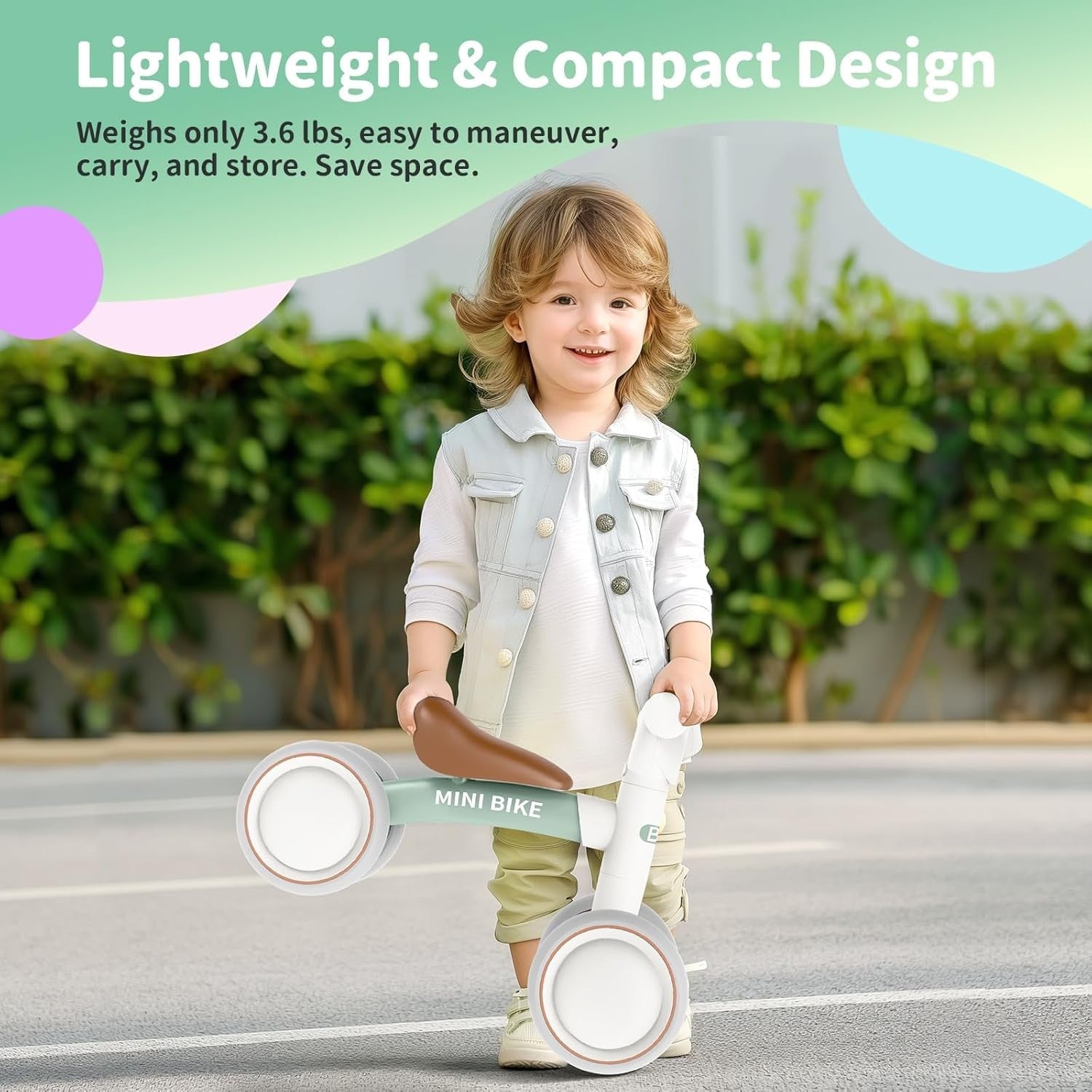 Toddler Balance Bike 4 Wheel Baby Walker Ride On Toy 10-24 Months Green